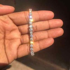 16Ct Round Cut Moissanite Unisex Tennis Bracelet 14k White Gold Plated 7.5 inch