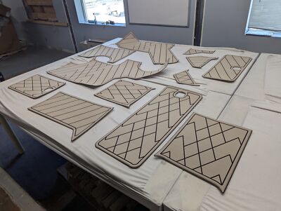 COBALT 12 PIECE NON SKID MAT SET BEIGE / BLACK MARINE BOAT