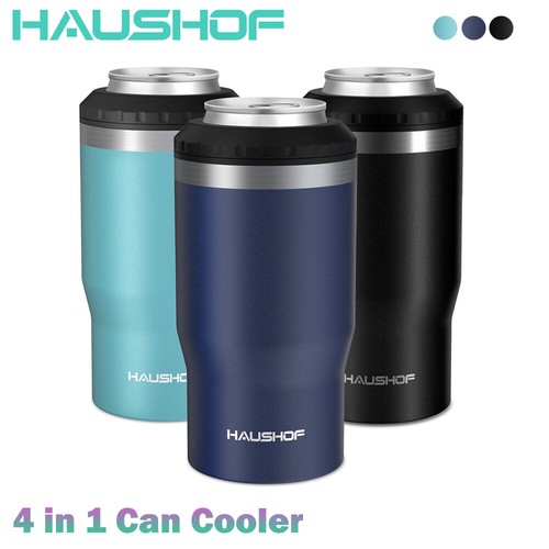 HAUSHOF 12 oz Can Cooler 4 in 1 Double Walled Can Insulator Stainless Steel Cans - Afbeelding 1 van 21