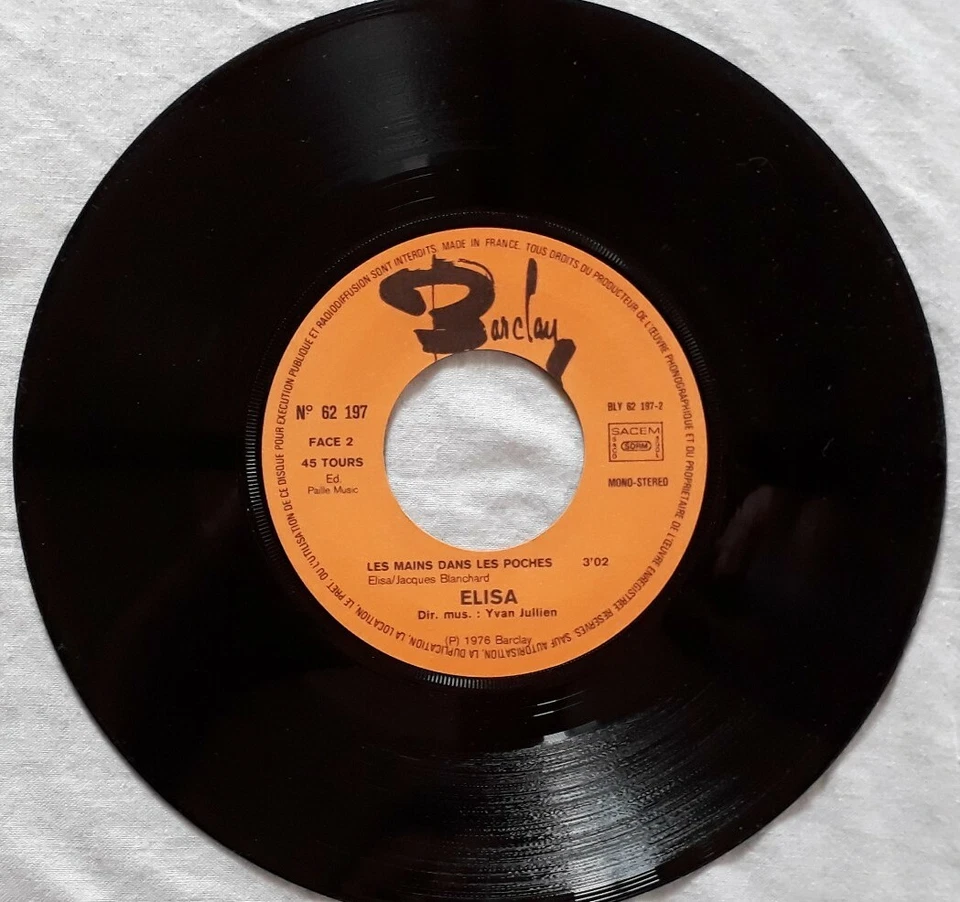 Elisa-Buzy/Les Mains Dans Les Poches 7" Single.1976 Barclay 62 197. - Image 4 of 4
