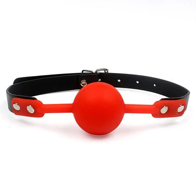Red 42mm Soft Rubber Faux Leather Silicon Rubber Ball Gag