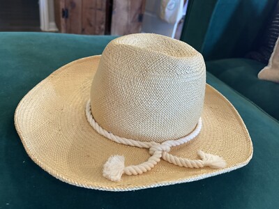 ALESSANDRA RIVERA STRAW HAT - NATURAL WHITE ROPE DETAIL CHIC DESIGNER - MEDIUM Bucket hats for summer sun protection main image 4