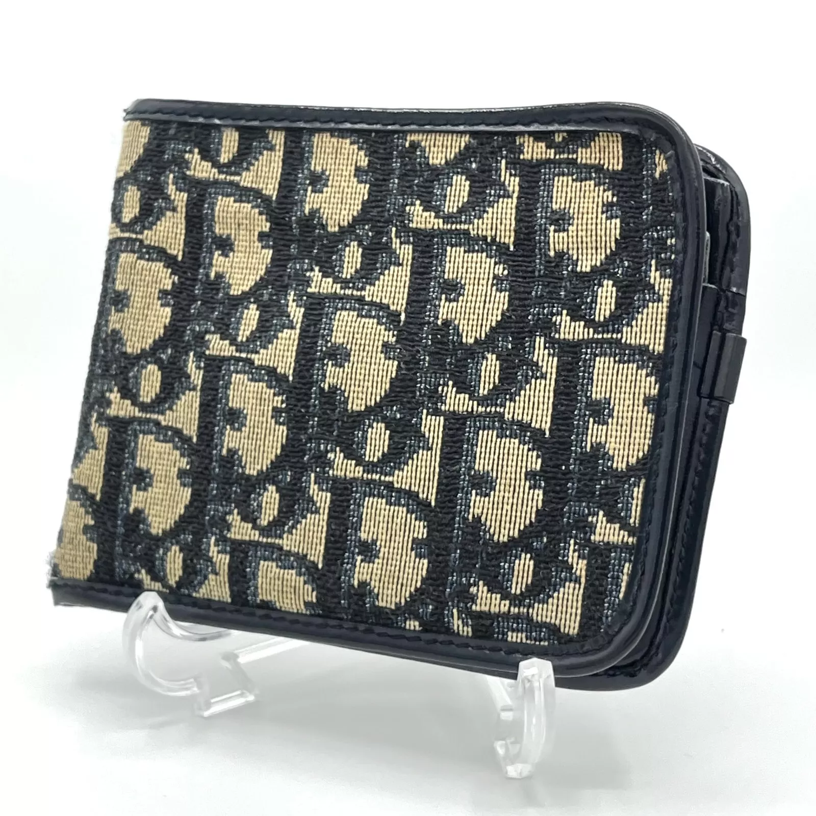 Dior Compact Portefeuille Trotteur Toile Sac à Main Cuir Authentique Du Japon