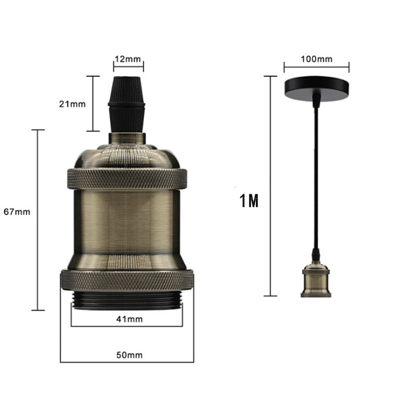 E27 Ceiling Rose Light Fitting Vintage Industrial Pendant Lamp Bulb