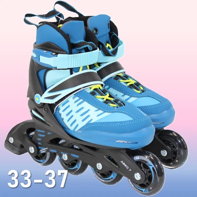 QMBASIC Kinder Inline Skates verstellbar Größe 33 37 Softboot Skater Rollschuhe Inliner