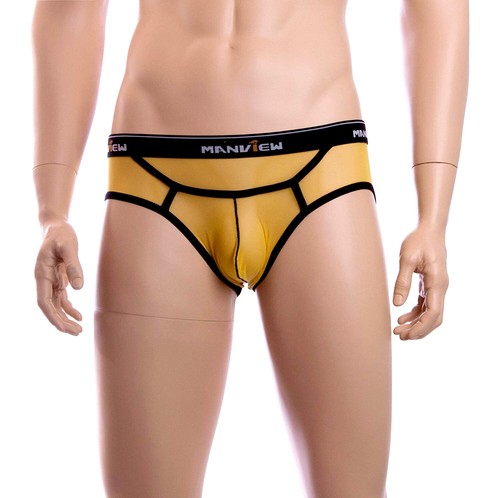 Manview Herren Slip transparent Gelb sexy Brief Männer Unterwäsche Sheer Neu - Bild 2 von 3