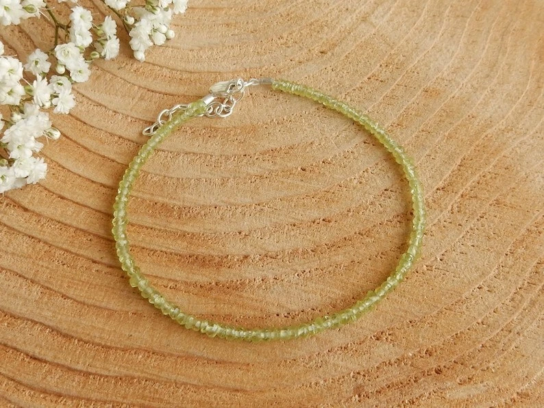 A++ Natürliche Peridot Facettierte Rondelle Edelstein Perlen 3-4 MM Frauen Ar... - Bild 2 von 4