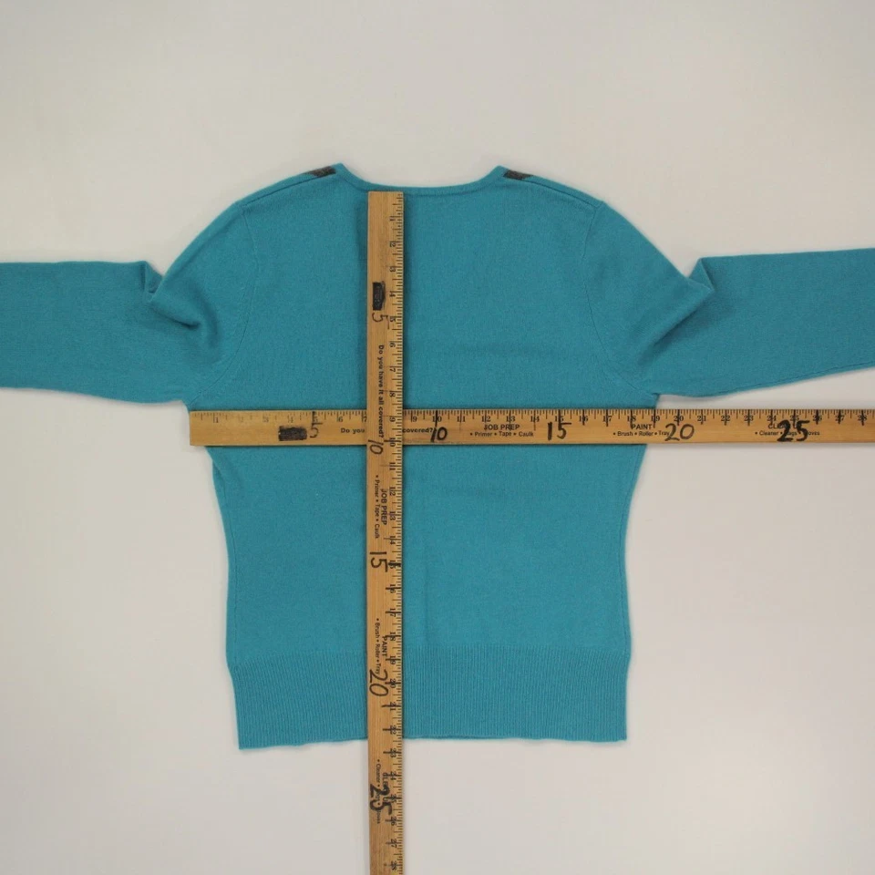 APT9 Women's 100% Cashmere Argyle V-Neck Sweater Size Large Blue Preppy Academia - Image 3 of 4