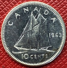 Canada 1963 SILVER 10 Cents PROOF-LIKE. Elizabeth II. Low Mintage. KM# 51