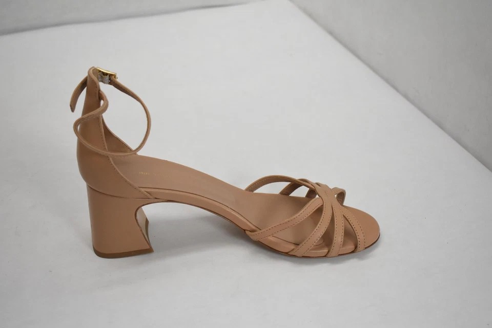 Sandálias Bruno Magli Shoes femininas tamanho 11 couro nude tira no tornozelo feitas na Itália - Imagem 4 de 4
