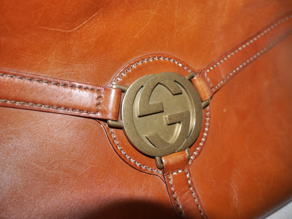 Authentic GUCCI Brown Leather Interlocking G Purs… - image 11