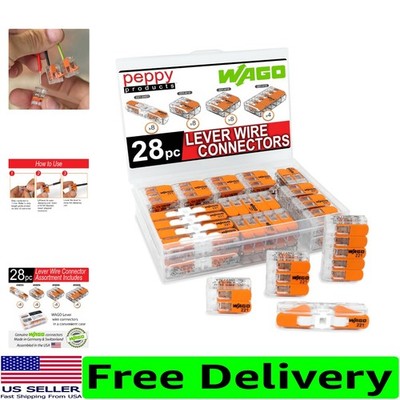 28pc WAGO 221 Wire Connectors with Transparent Housing | Safety & Convenience