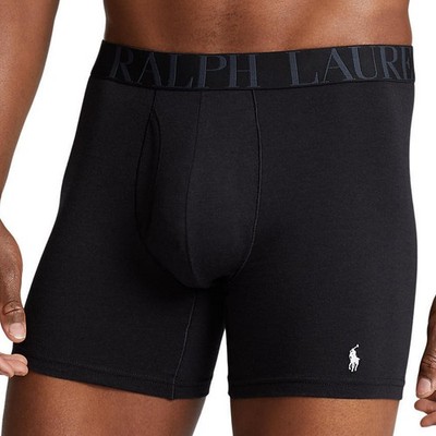POLO Ralph Lauren Mens Boxer Briefs 3XL Black Cotton Blend Stretch 3-Pack Solid