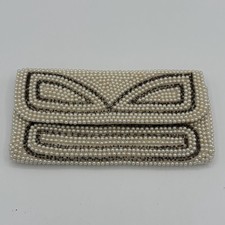 Vintage Pearl Beaded Clutch Hand Bag Purse Japan 8x4