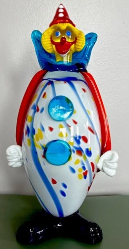 Murano Hand Blown Art Glass Clown Figurine Multicolor Decorative Venice