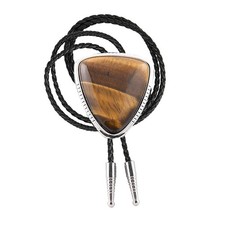 bolo tie for man,handmade western cowboy Tiger Eye Stone Triangle Bolo Tie
