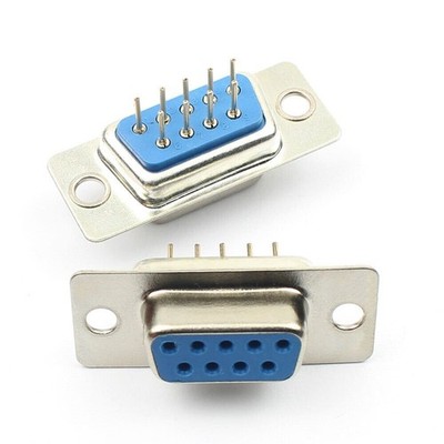 5Pcs D-SUB 9 Round Pin Female 2 Row Straight DIP PCB Mounting Connector DB9F #iw