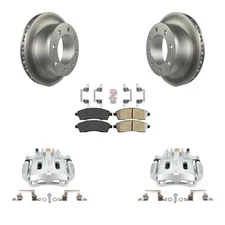 Rear Coated Brake Rotors Pads Calipers Kit for Ford F-350 Super Duty Excursion 2
