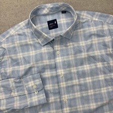 Johnnie O Performance Shirt Mens XL Laguna Blue Plaid Baise Button Down Preppy