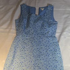 J.CREW Women’s Blue Floral V-Neck Sheath Dress Sleeveless Scalloped Hem 4