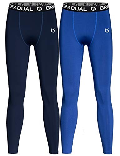 Paquete de 2 pantalones de compresión térmicos grandes para niños: azul marino/azul - Imagen 3 de 6