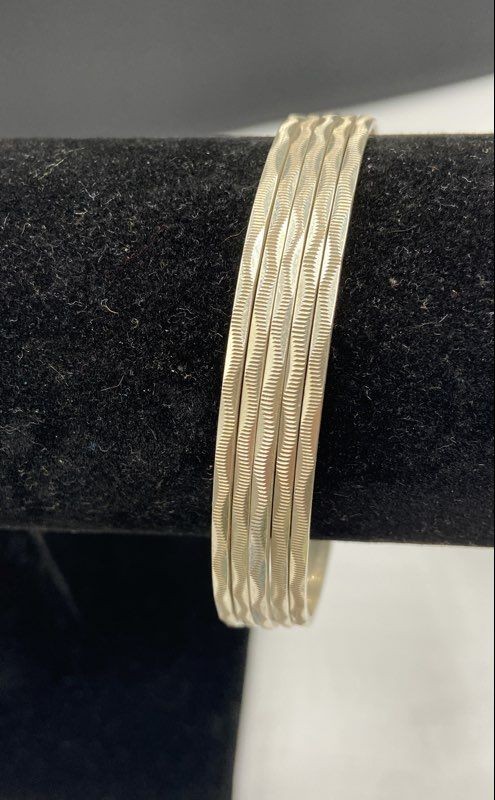 Silver Textured Dangle Bracelets Bundle 5pcs 26.1… - image 2