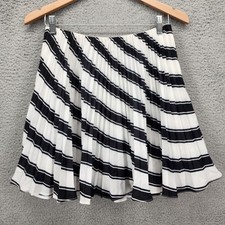 Maeve Anthropologie Black White Stripe Pleated Above Knee Skirt Size 6
