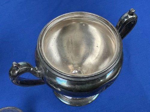 3 Pc Silver Plate Monogrammed "F" Tea Pot, Creamer, Sugar ~ Reed & Barton - Picture 11 of 21