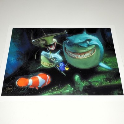 Finding Nemo Lithograph Marlin Dory Bruce Anchor Disney Store Pixar Print 10x14