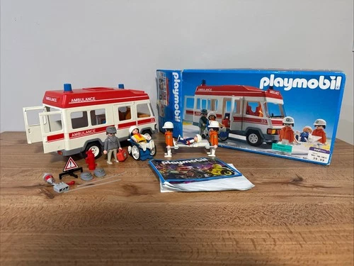 Vintage 1994 Playmobil Model 3456 Ambulance With Box Little People Germany Toy