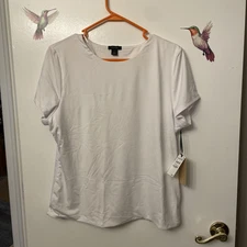 Halogen Essential Compression Short Sleeve Tee in White, Size XL