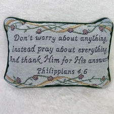 Inspirational Philippians 4:6 Bible Verse Throw Pillow Decorative Christian Gift