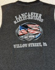 VTG 2007 Harley Davidson Lancaster PA Willow Street 2 Sided USA Made Tank Top M