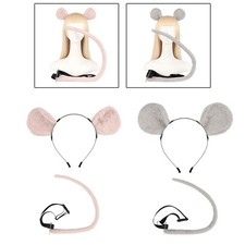 2Pcs Mice Costume Accessory Set Fancy Dress Hair Hoop Headwear Mice Ears and