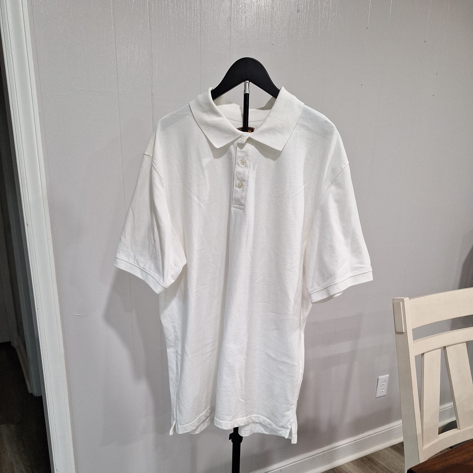 MENS POLO  STYLE SHIRT OVERSIZE THE FOUNDRY WHITE 100% COTTON SIZE 2XLT a