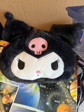 Kuromi Black Plush Head Adjustable Shoulder Purse Bag
