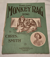 Rare 1911 MONKEY RAG BY Chris Smith Antique Sheet Music