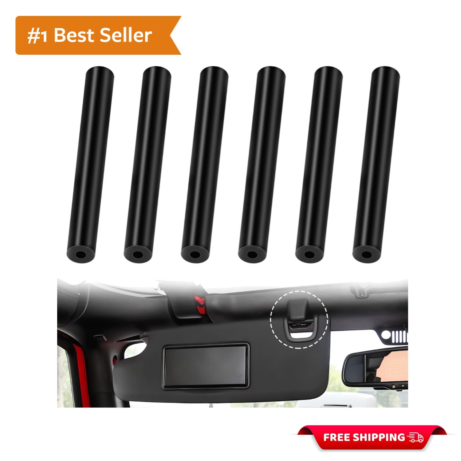 Quick-Install 6 Pack Sun Visor Repair Kit for Jeep Wrangler JK JKU 2007-2017