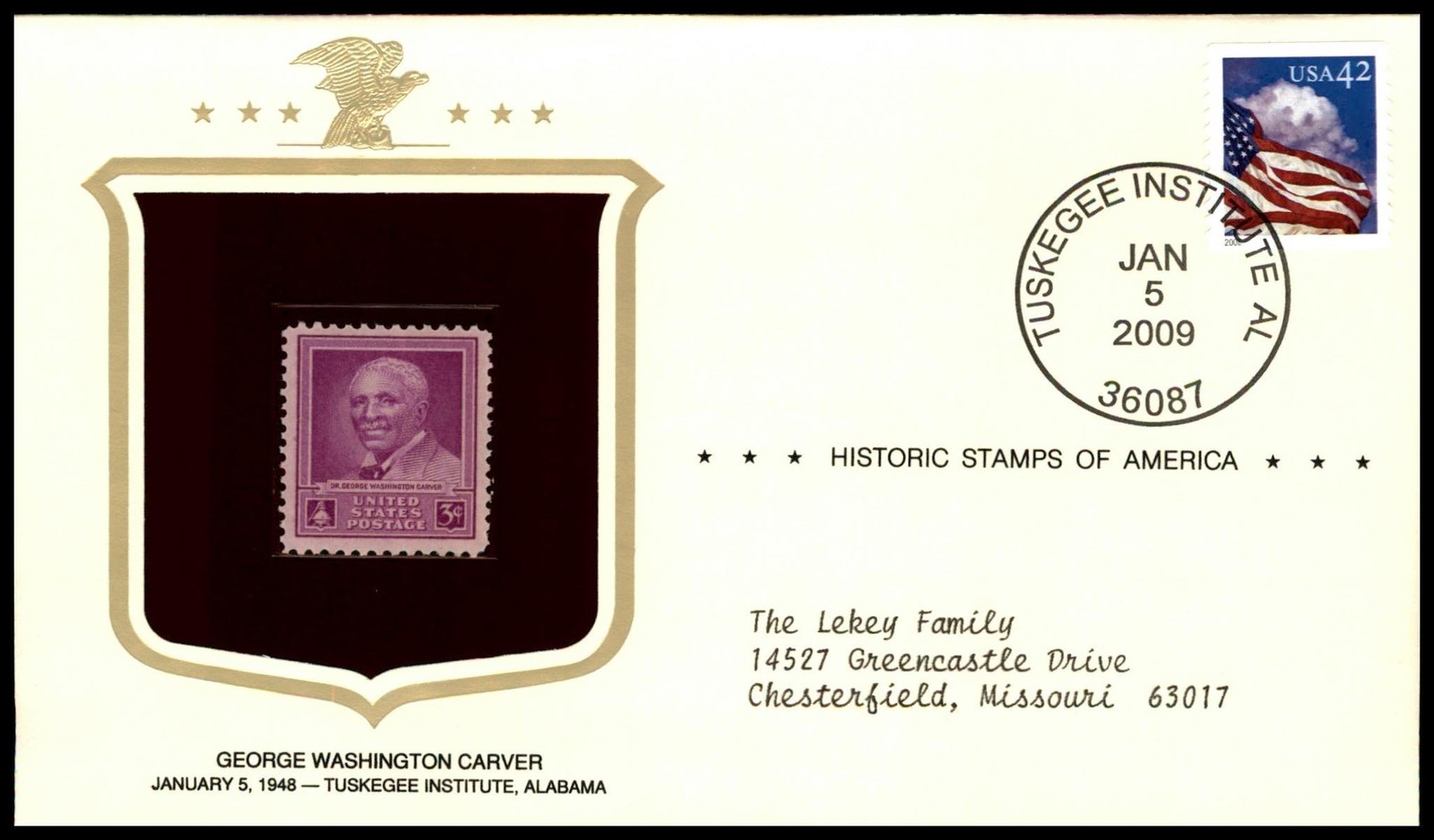 Postal Commemorative Society Cover George Washington Carver 3¢ Purple 1948 USA