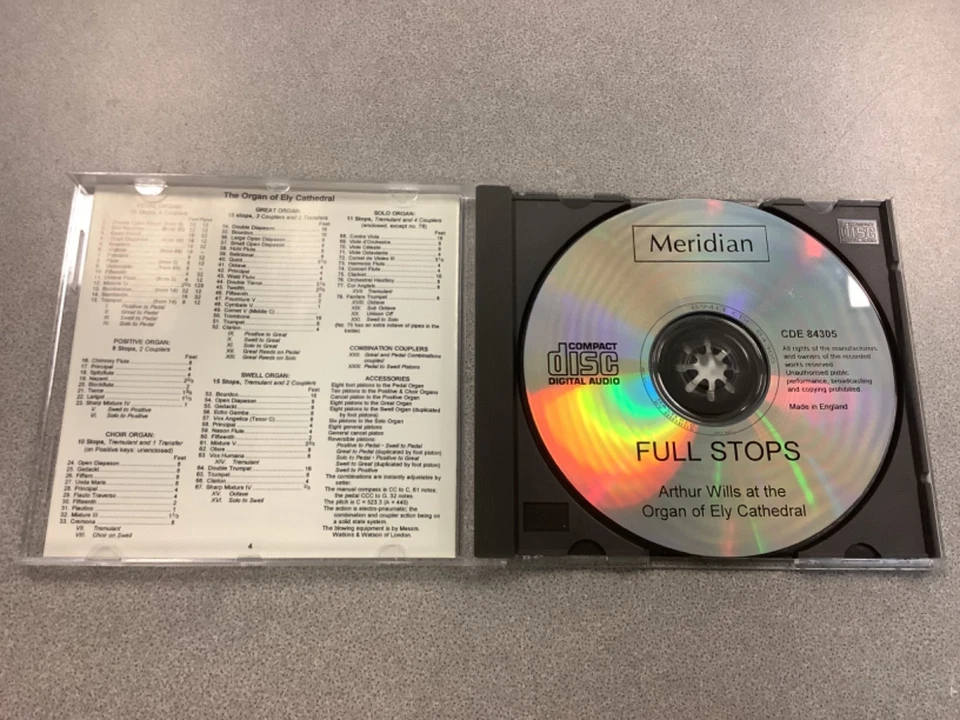 FULL STOPS Arthur Wills - Organ of Ely Cathedral MERIDIAN CD Widor VALKYRIES - Image 3 of 4