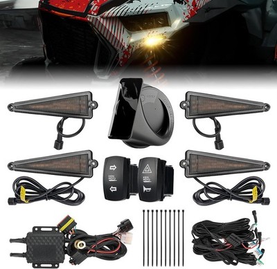 KEMIMOTO UTV Turn Signal Kit with 110D Horn, Pre-Wired, Plug and Play Amber 