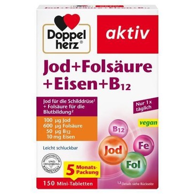 DOPPELHERZ Jod+Folsäure+Eisen+B12 Tabletten 150 ST