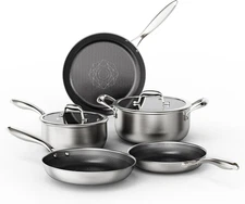 COOKER KING Stainless Steel Cookware Set, Pots and Pans Set Non Stick, Hybrid Ce