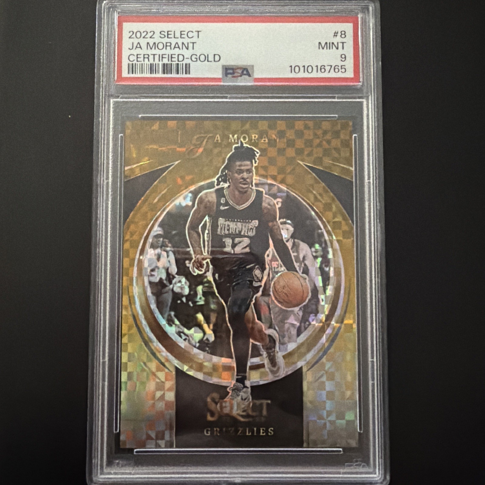 2022 PANINI SELECT - SELECT CERTIFIED-GOLD #8 JA MORANT 8/10 PSA 9 MINT