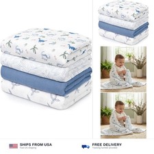 GLLQUEN BABY Muslin Swaddle Blankets 4-Pack Breathable Receiving Blankets 35...