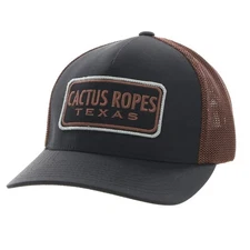 HOOEY Cactus Ropes Flexfit Mesh Back Trucker Hat (Black/Brown)