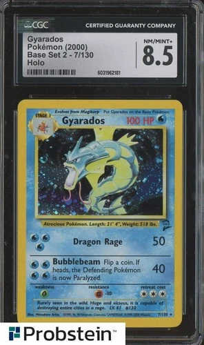 2000 Pokemon Base Set 2 #7 Gyarados CGC 8.5 NM/MINT+