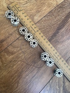 Vintage Metal Bobbin Lot of 8 Various Makers Incl. Crown (7 And 10 Hole)