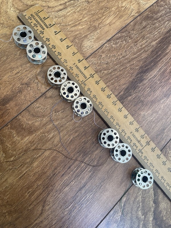 Vintage Metal Bobbin Lot of 8 Various Makers Incl. Crown (7 And 10 Hole)
