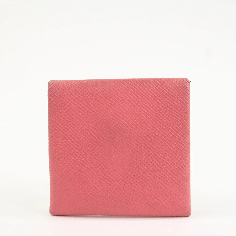 Authentic HERMES Bastia Epsom Leather Coin Case A Stamped Rose Azalee Used F/S - Imagem 2 de 4